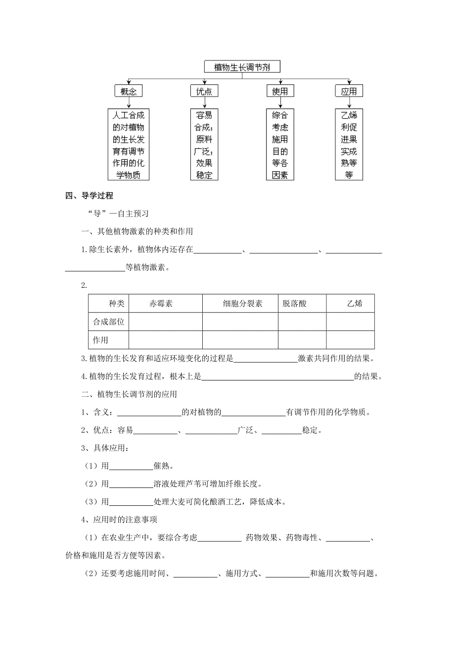 2014--2015学年生物（新人教版）必修三同步导学案3.3 其他植物激素.doc_第2页