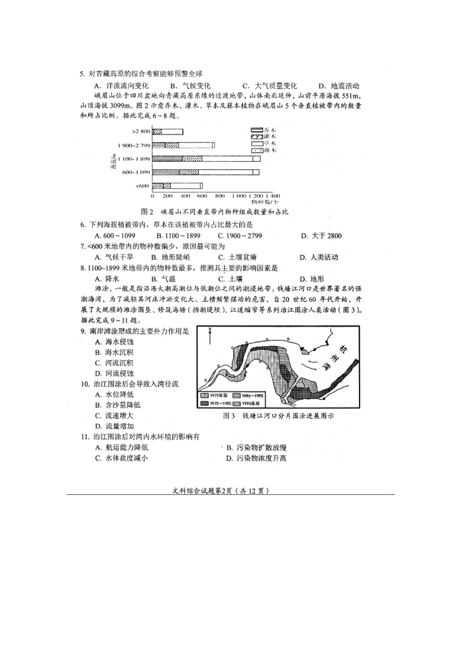 四川省绵阳市2019届高三上学期第一次诊断考试 文科综合 图片版缺答案.doc_第2页