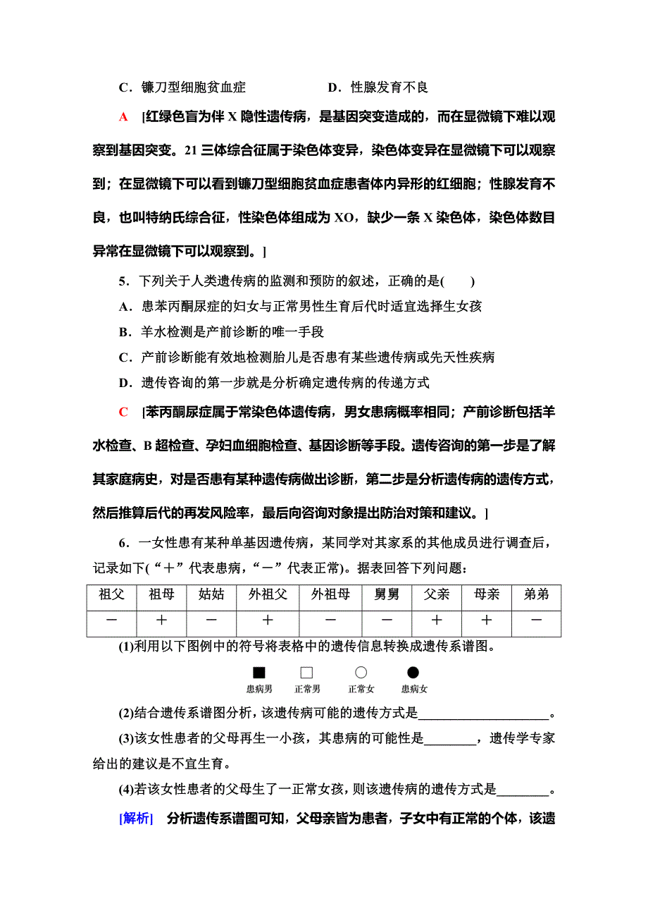 2019-2020学年中图版生物必修二课时分层作业18　人类遗传病 WORD版含解析.doc_第2页