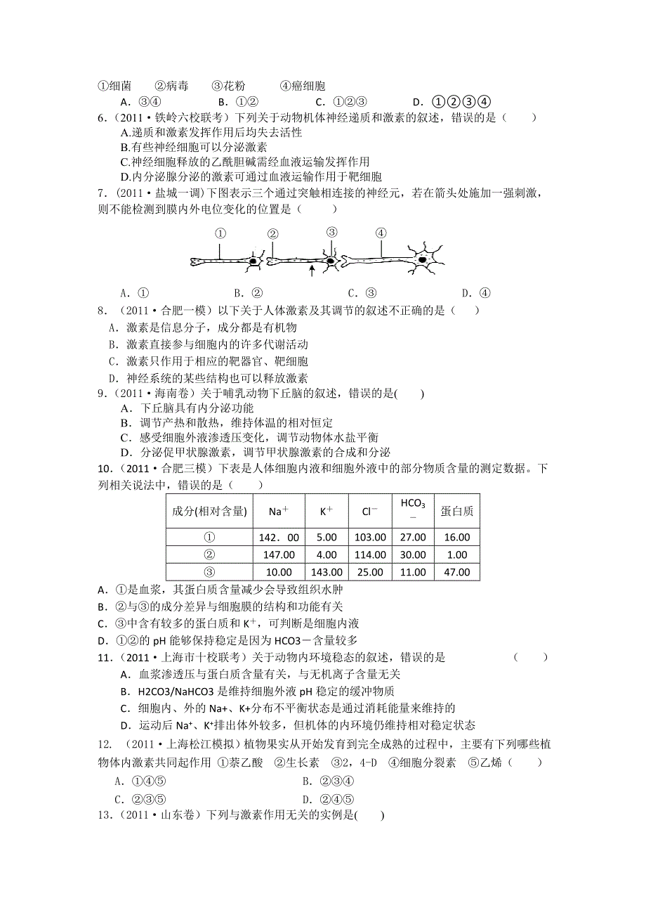 《大纲版》2012届高三生物全国高考模拟重组预测试卷3A.doc_第2页