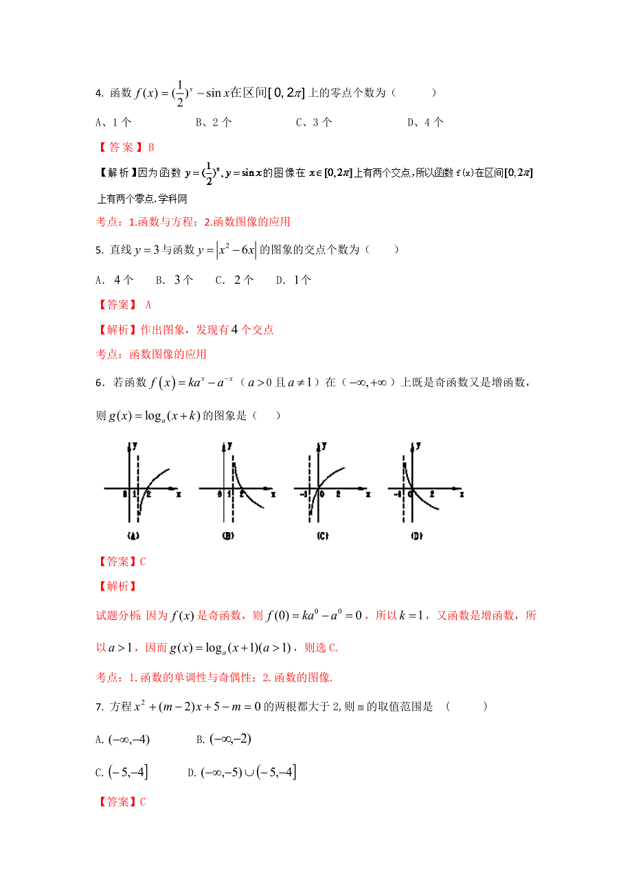 2016届高三文数同步单元双基双测“AB”卷 专题2.2 函数图像的应用及函数与方程（A卷）解析版 WORD版含解析.doc_第2页