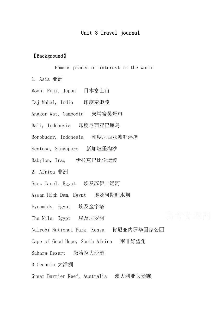 2014-2015学年《英语测试报》配套光盘 人教新课标必修1素材（文字） 课外拓展.doc_第1页