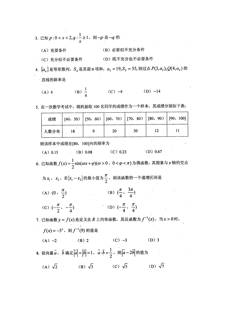 四川省自贡市2012届高三第二次诊断性考试（数学文）扫描版（2012自贡二诊）.doc_第2页