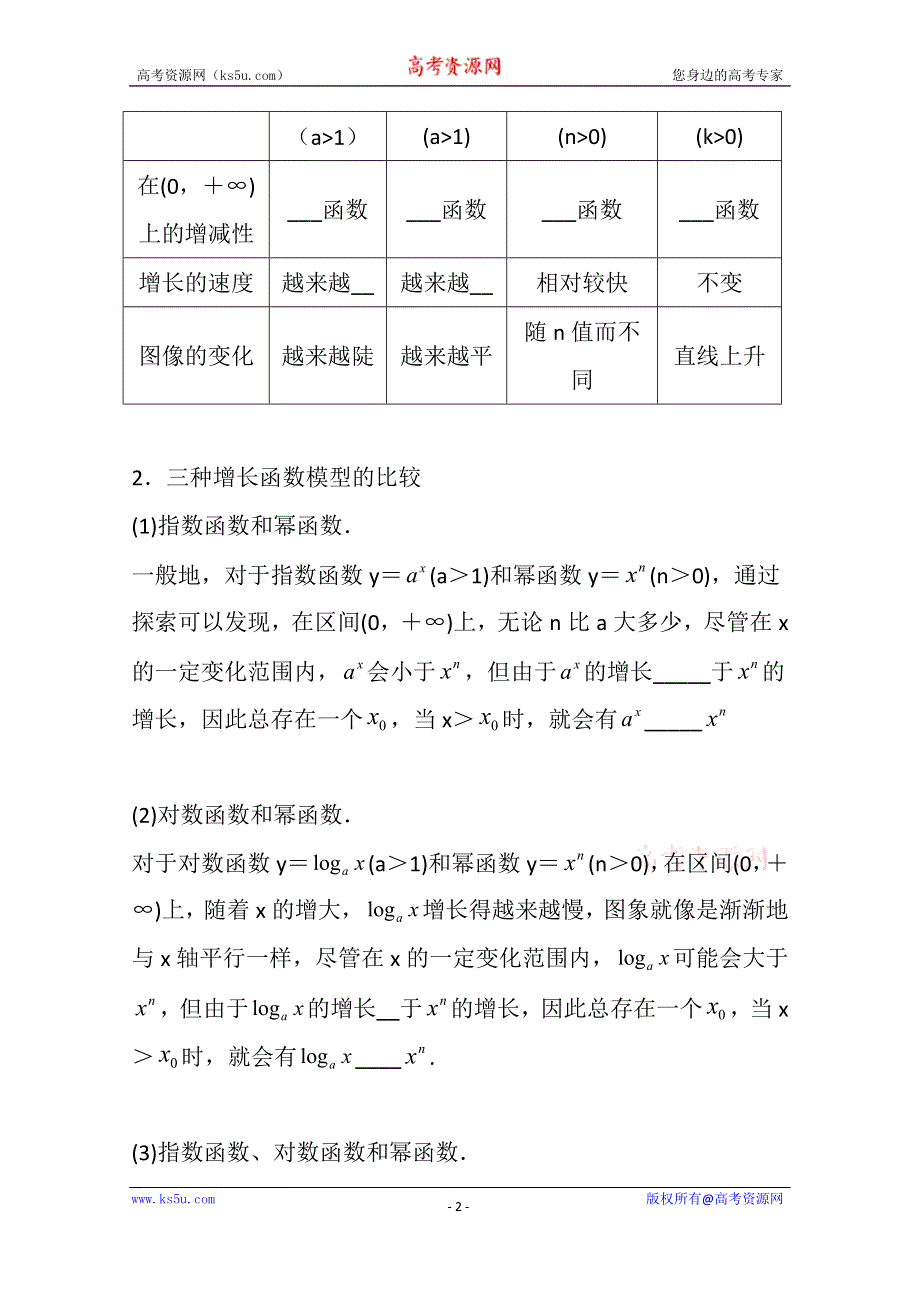 《精品学案推荐》山东省济宁市某教育咨询有限公司高一数学（新人教A版必修1）知识点梳理：《3.2.1 几类不同增长的函数模型》（教师版） WORD版含答案.doc_第2页