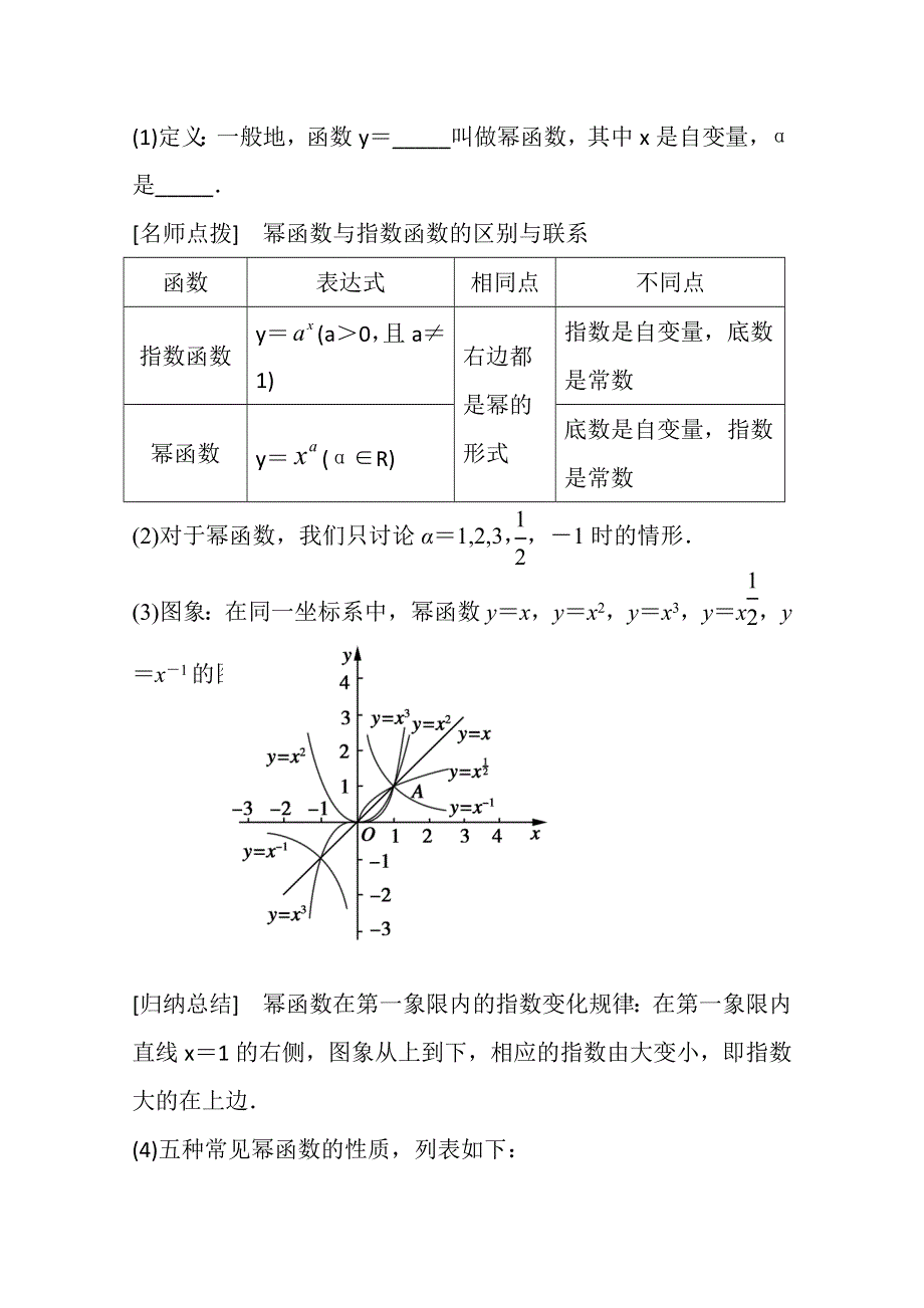 《精品学案推荐》山东省济宁市某教育咨询有限公司高一数学（新人教A版必修1）知识点梳理：《2.3 幂函数》（学生版） WORD版无答案.doc_第2页