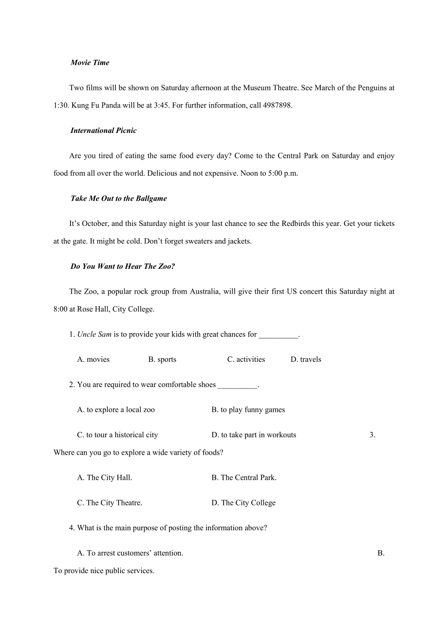 四川省成都外国语学校2020-2021学年高一10月月考英语试题 WORD版含答案.docx_第2页