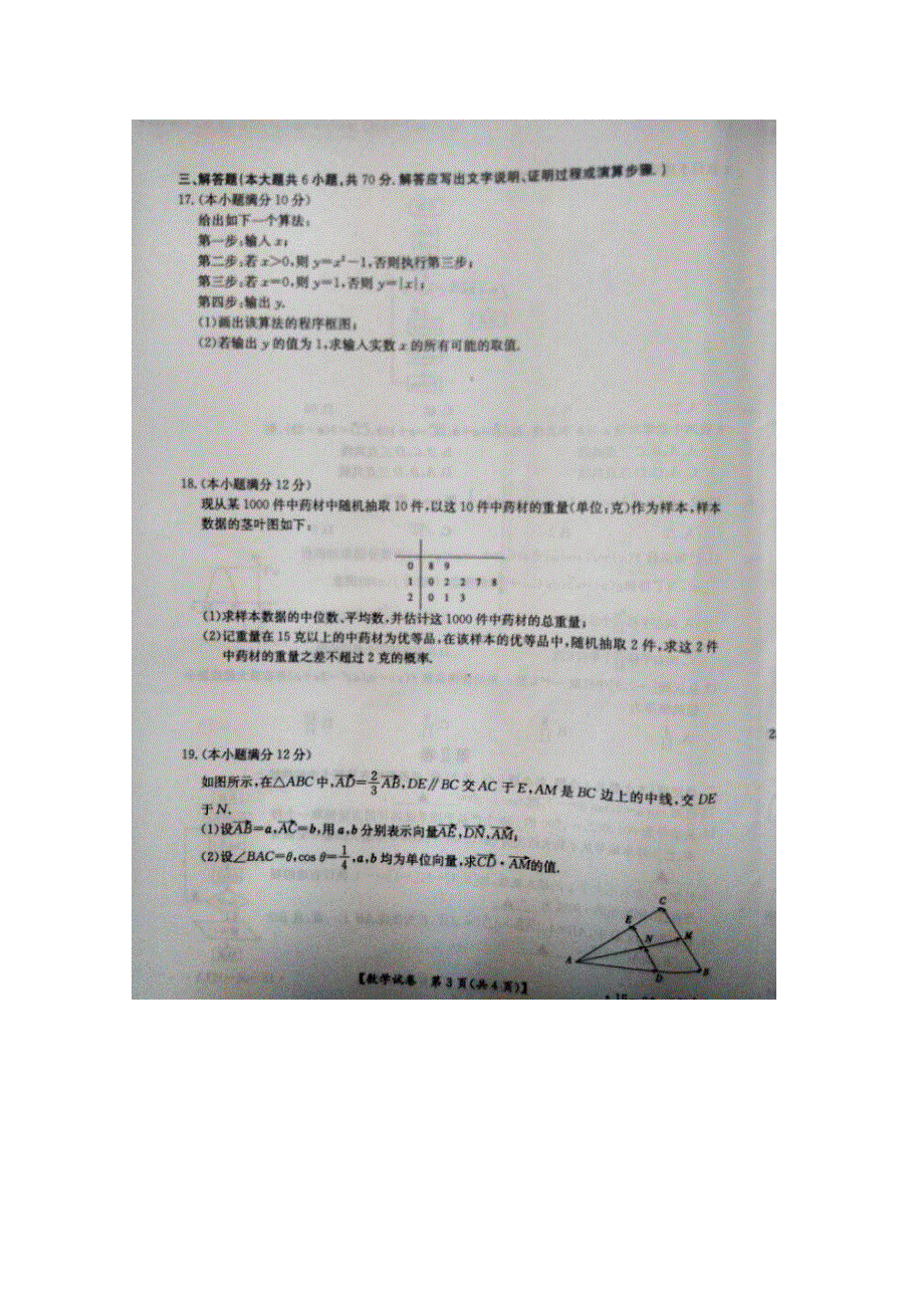 广西河池市2014-2015学年高一下学期期末考试数学试题 扫描版无答案.doc_第3页