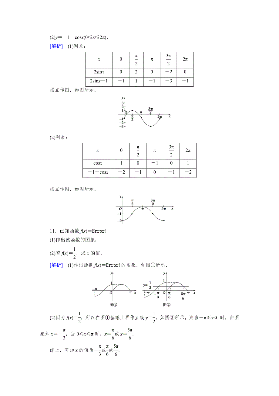 新教材2021-2022学年数学人教A版必修第一册作业：5-4-1 正弦函数、余弦函数的图象 WORD版含解析.doc_第3页