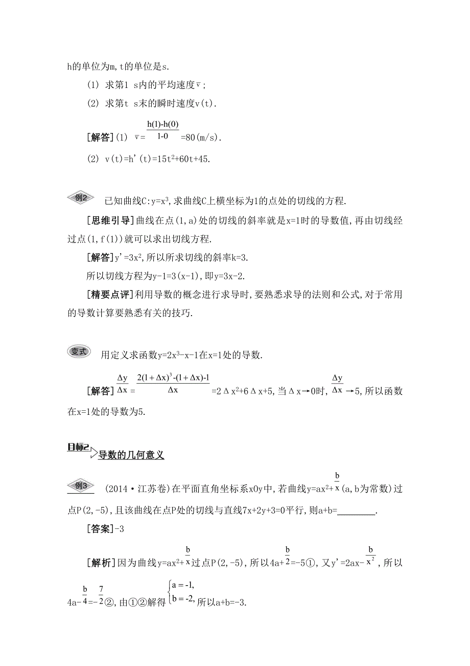 2016届高三数学（江苏专用文理通用）大一轮复习 第三章 导数及其应用 第16课 导数的概念《要点导学》.doc_第2页