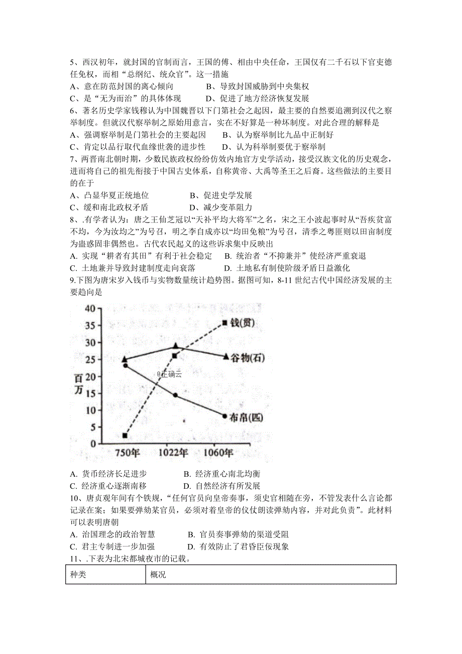 四川省绵阳市江油中学2018-2019高二下学期期中考试历史试卷 WORD版含答案.doc_第2页