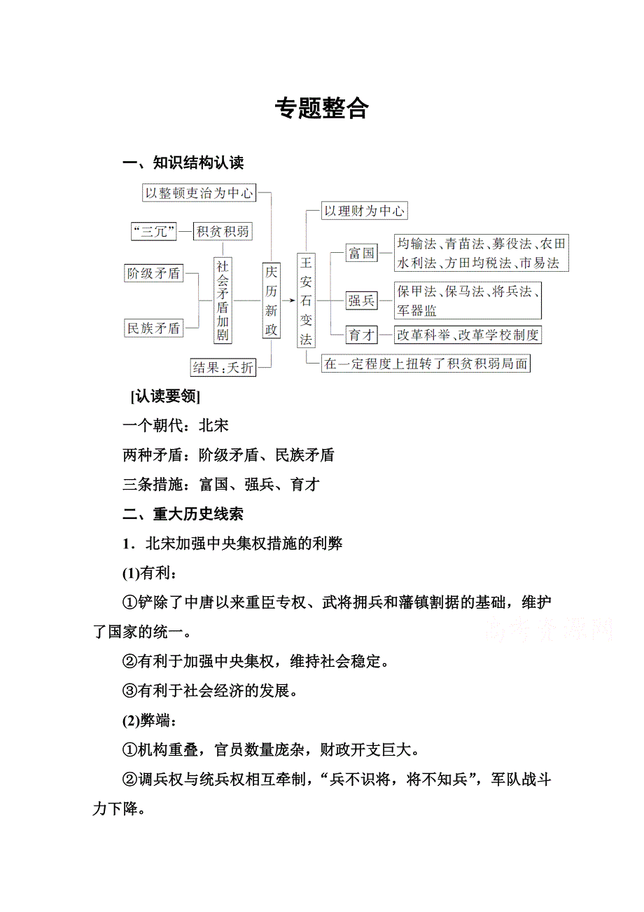 2020秋高中历史人民版选修1课时演练：专题四 专题整合 WORD版含解析.doc_第1页