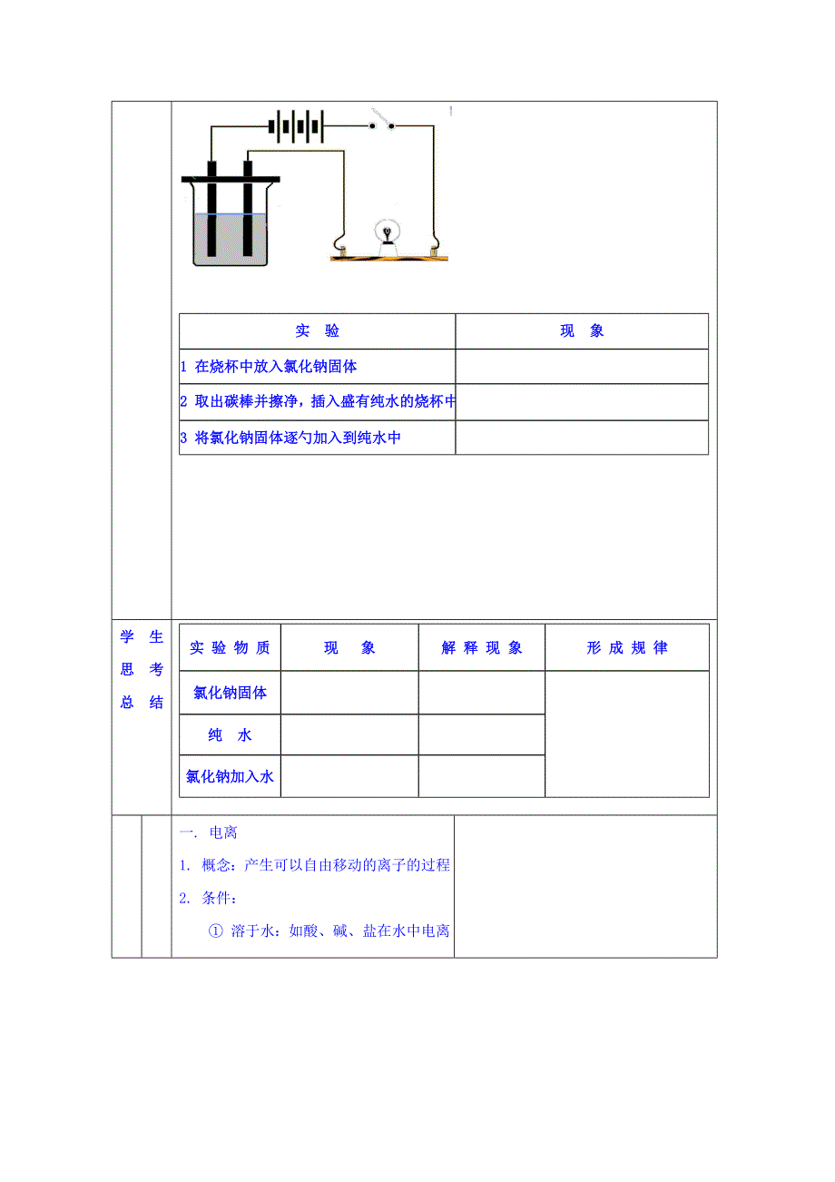 广西桂林市逸仙中学高中化学必修1 第二章 第二节 离子反应（第一课时）2 教案 .doc_第2页