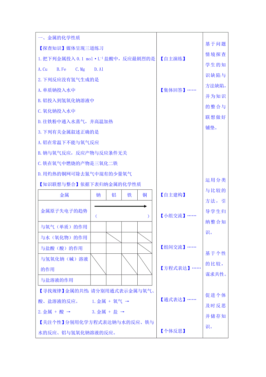 广西桂林市逸仙中学高中化学必修1 第三章 金属及其化合物 单元复习 教案 .doc_第2页