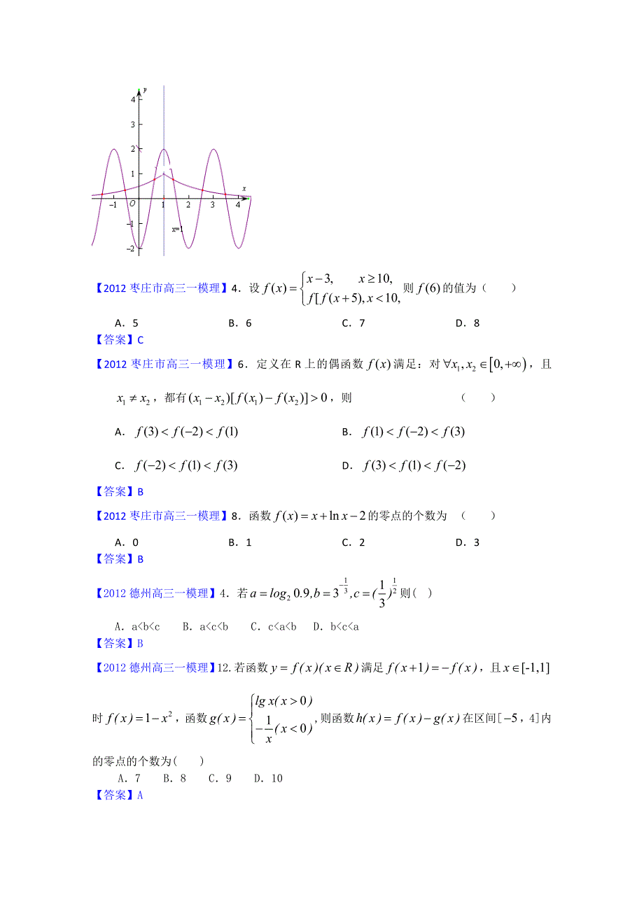 2012山东省各地高三一模理科数学分类汇编2：函数.doc_第3页