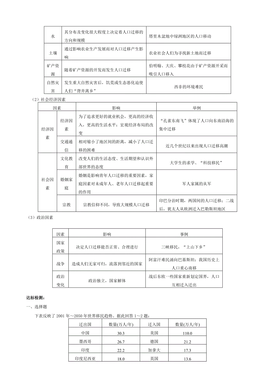 《导与练》2015高考地理总复习配套学案：人口的空间变化5.doc_第3页