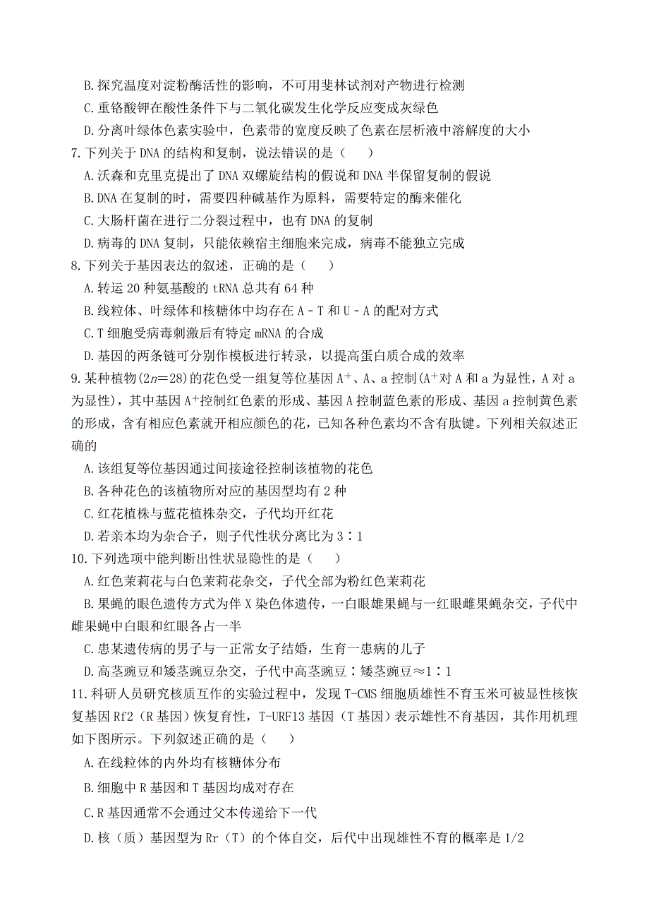 广西河池市高级中学2019届高三上学期第四次月考生物试题 WORD版含答案.doc_第2页