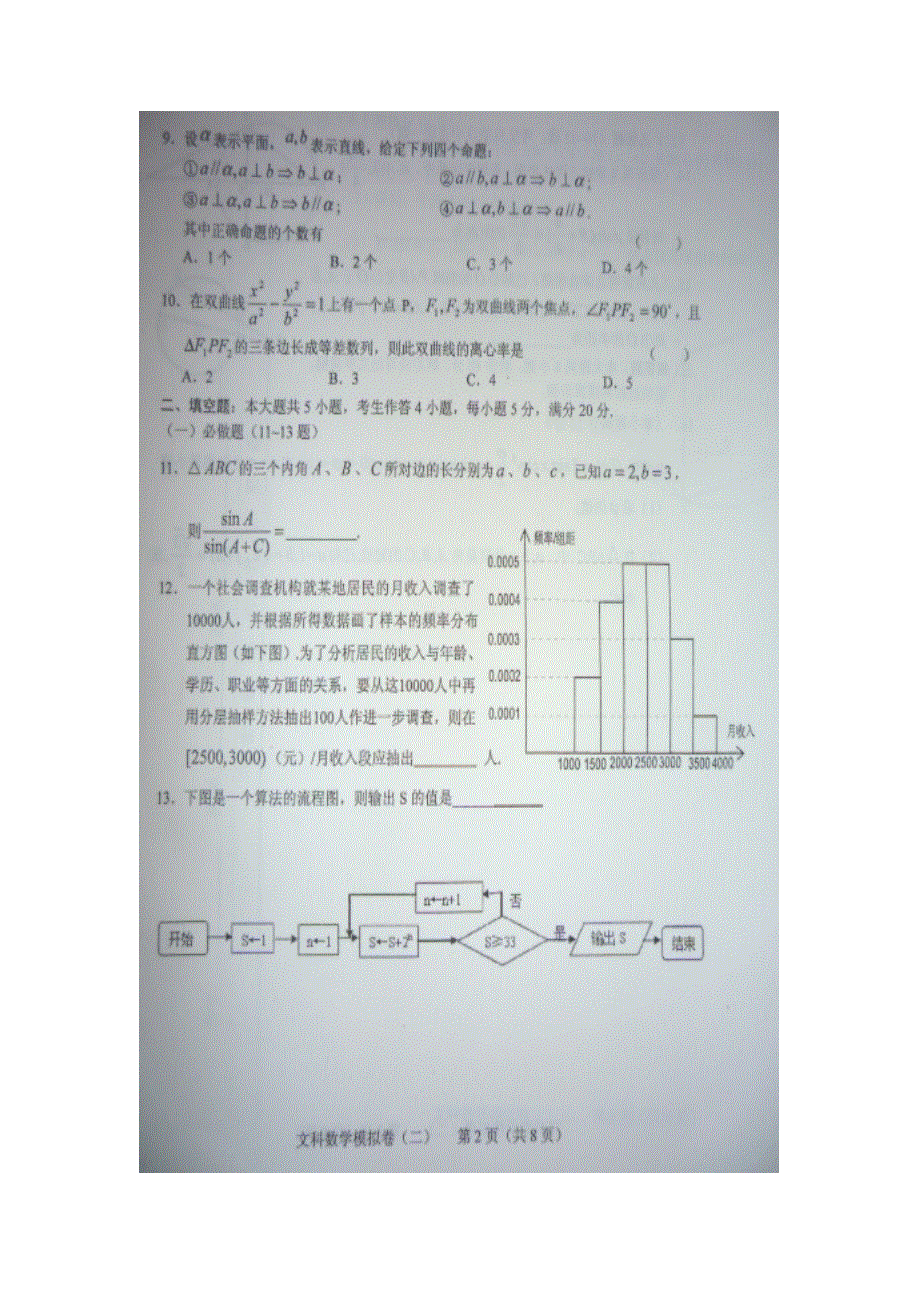 2012年广东省高三自主命题名校考前模拟卷文科数学（二）图片版.doc_第2页