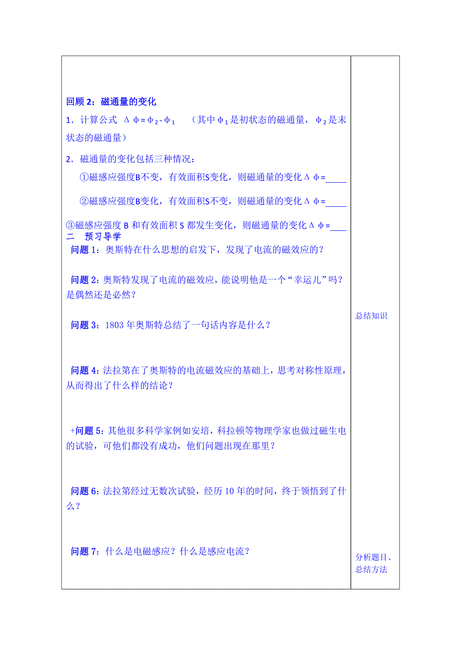 山东省泰安市肥城市第三中学物理高中人教版学案选修3-2：4.1划时代的发现.doc_第2页