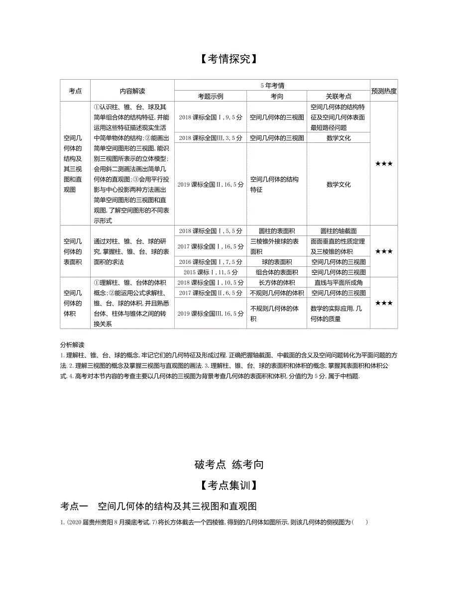 2021版数学（文科）攻略大一轮复习课标版精练：§8-1 空间几何体的三视图、表面积和体积（试题部分） WORD版含解析.docx_第2页