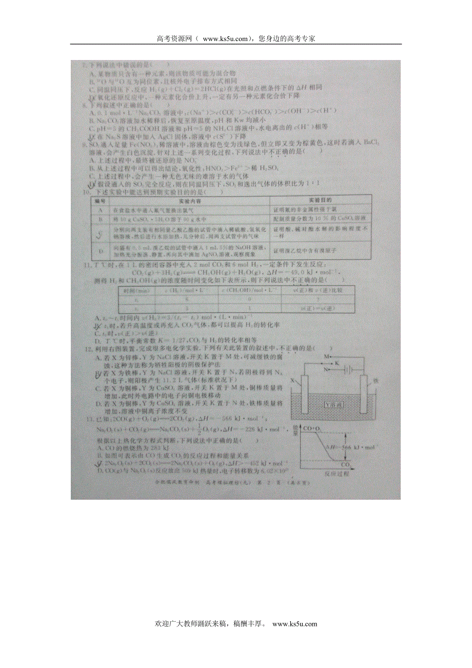 2012年普通高校招生全国统一考试模拟（九）理科综合（扫描版无答案）.doc_第2页