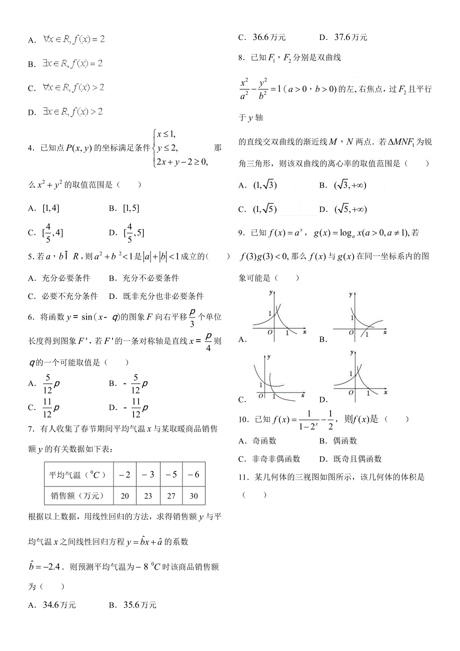 2012年普通高等学校招生全国统一考试模拟试题（数学理）（山东卷）.doc_第2页