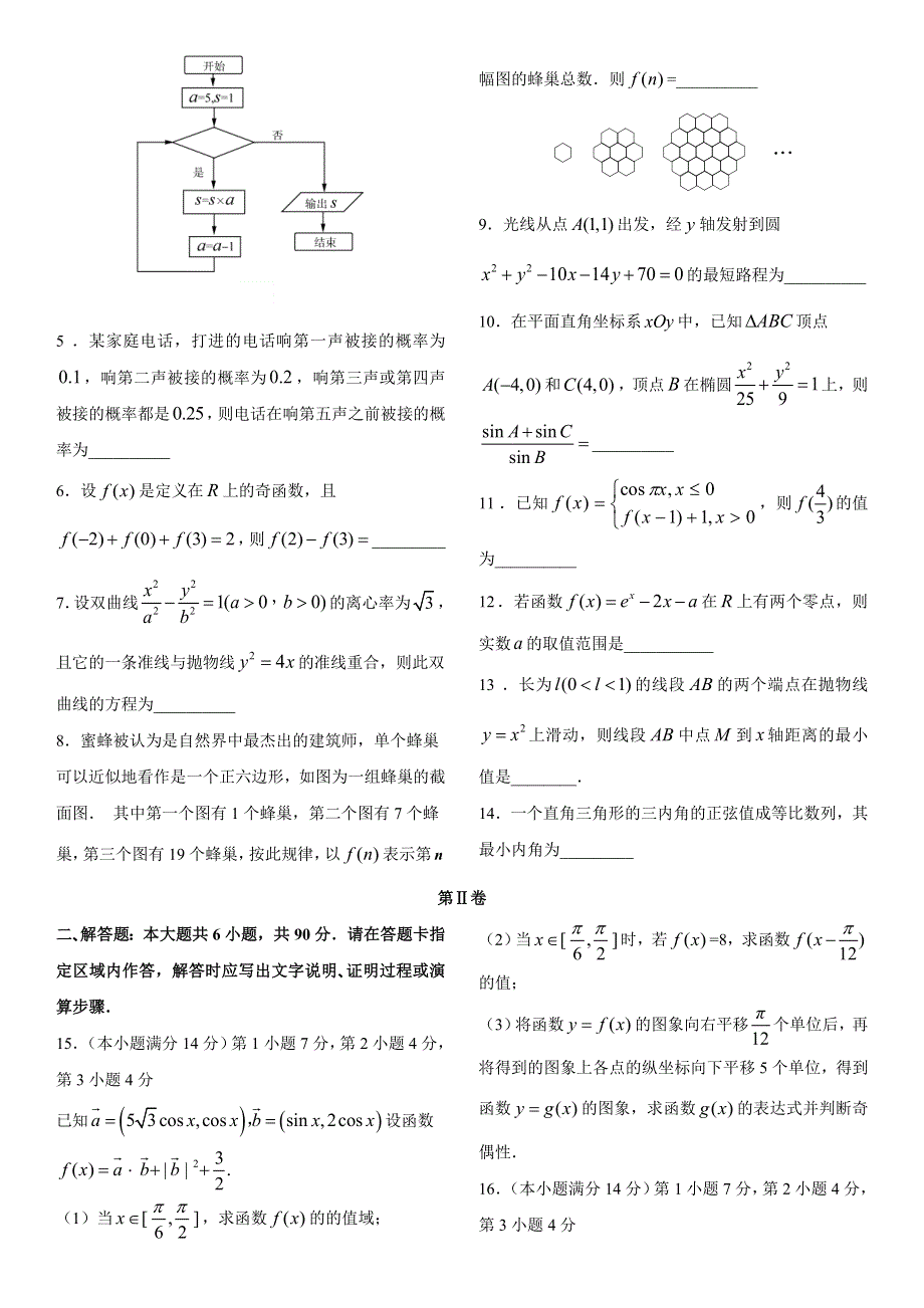 2012年普通高等学校招生全国统一考试模拟试题（数学理）（江苏卷）.doc_第2页