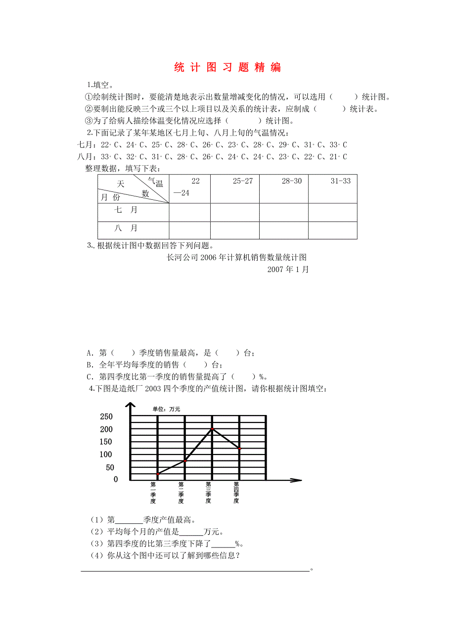 六年级数学下册 毕业复习精华题（统计图）习题精编（无答案） 北师大版.doc_第1页