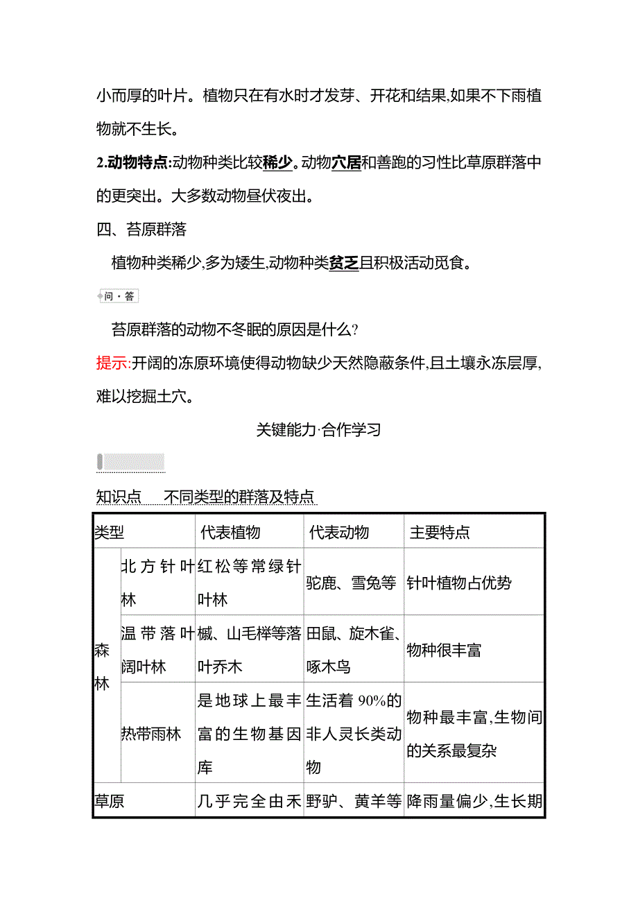 新教材2021-2022学年浙科版生物选择性必修二学案：第二章 第三节地球上分布着不同类型的群落 WORD版含解析.doc_第3页