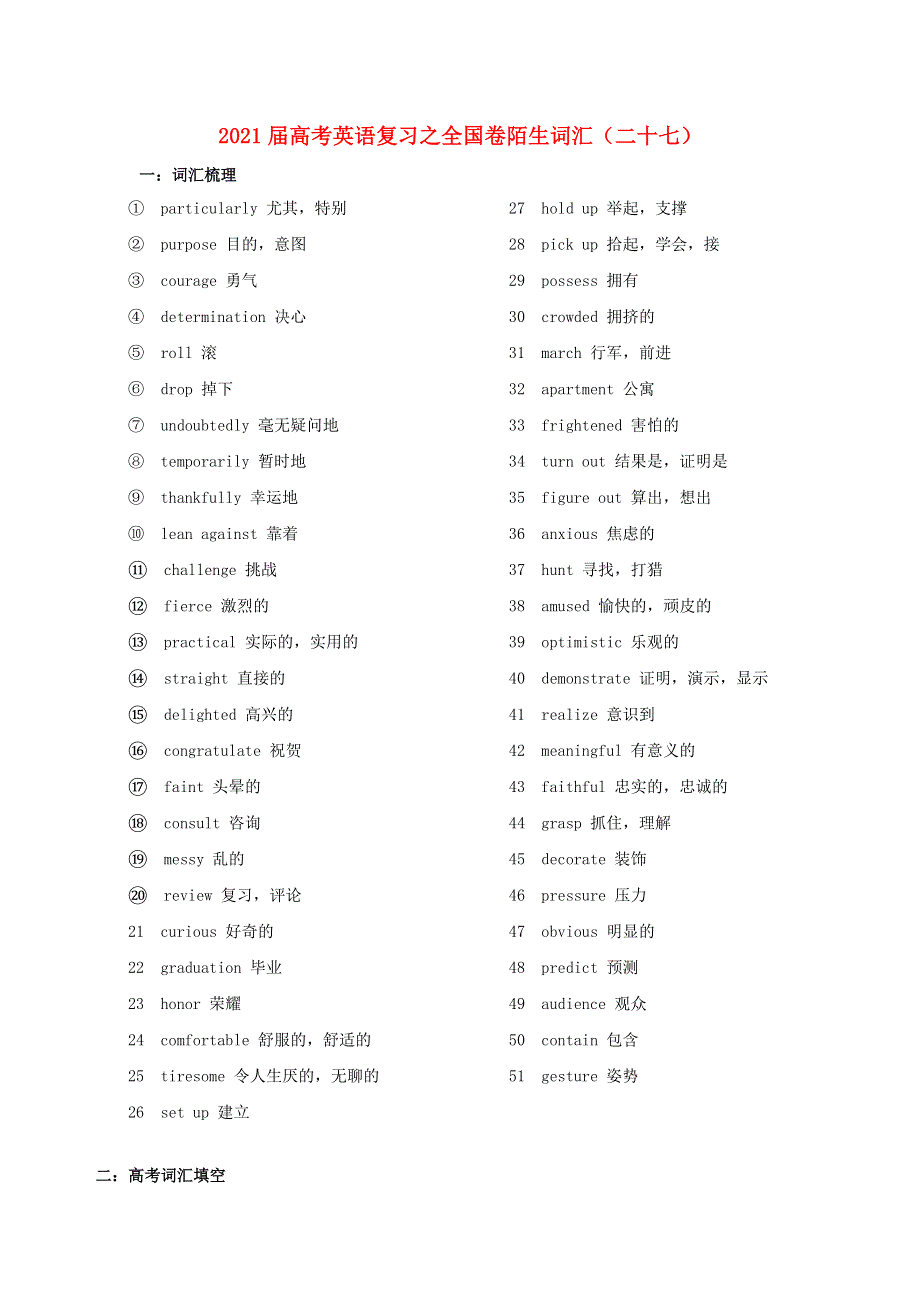 2021届高考英语二轮复习之全国卷陌生词汇（二十七）.doc_第1页