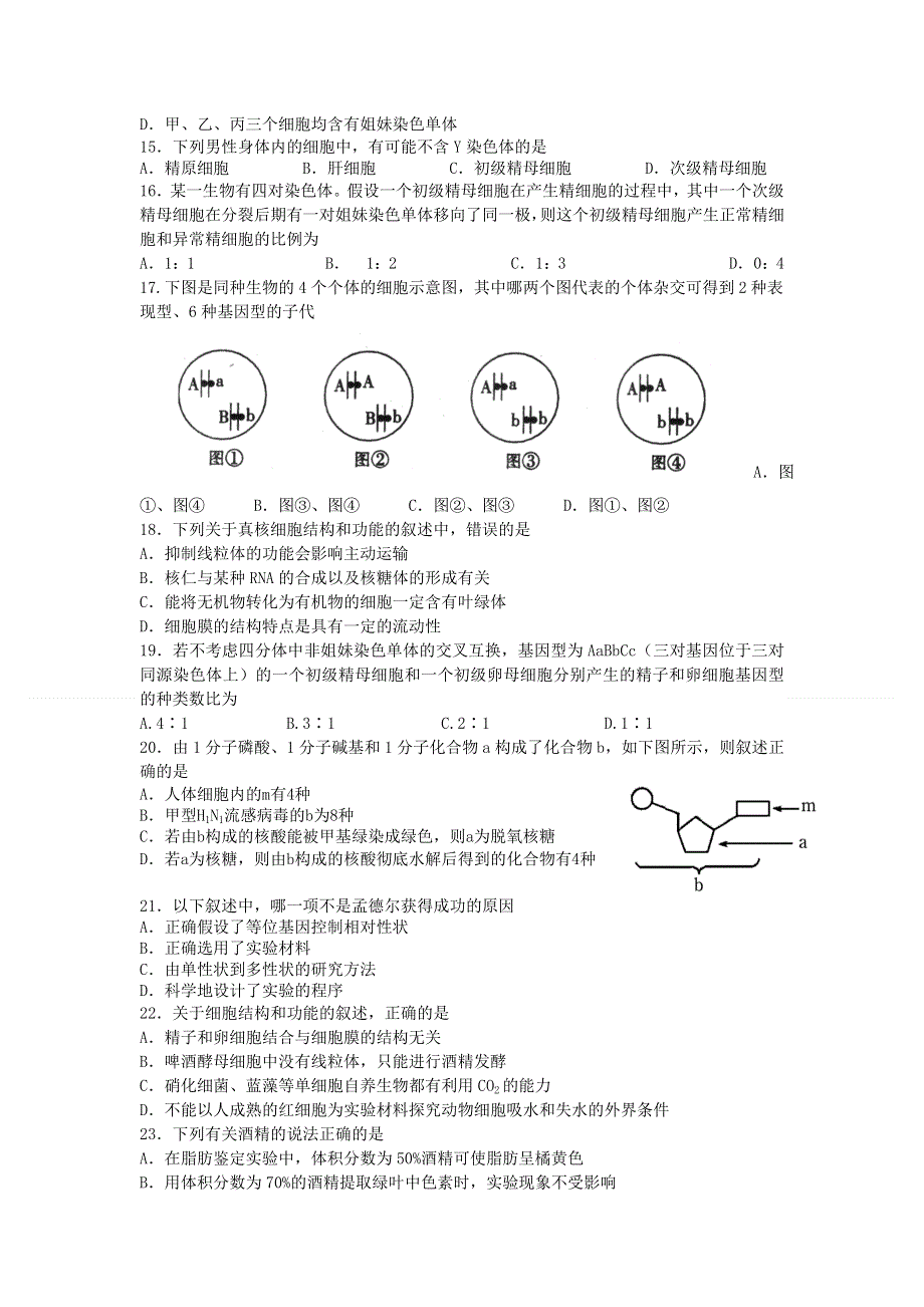 《精编》广东省揭阳一中2013-2014学年高一下学期第二次阶段考生物试题 WORD版含答案.doc_第3页