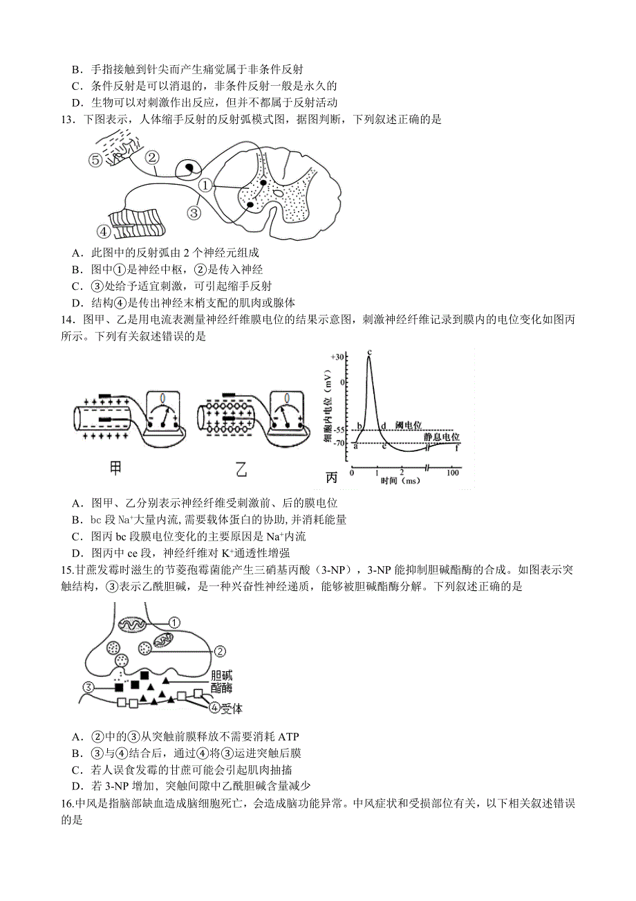 四川省成都市电子科技大学实验中学2022-2023学年高二上学期期中考试生物试题 WORD版含答案.docx_第3页