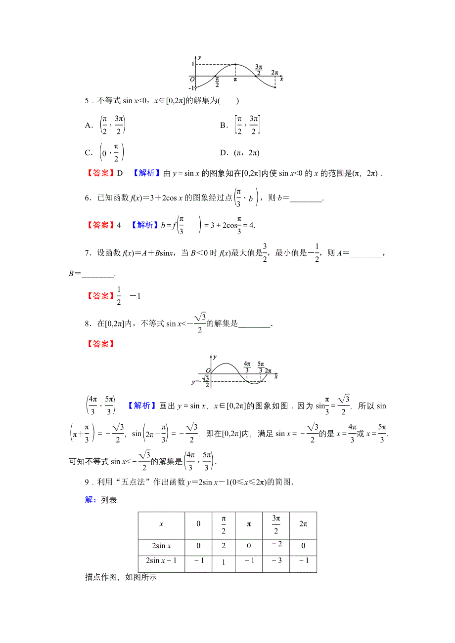 新教材2021-2022学年数学人教A版必修第一册训练：5-4-1 正弦函数、余弦函数的图象 WORD版含解析.DOC_第2页