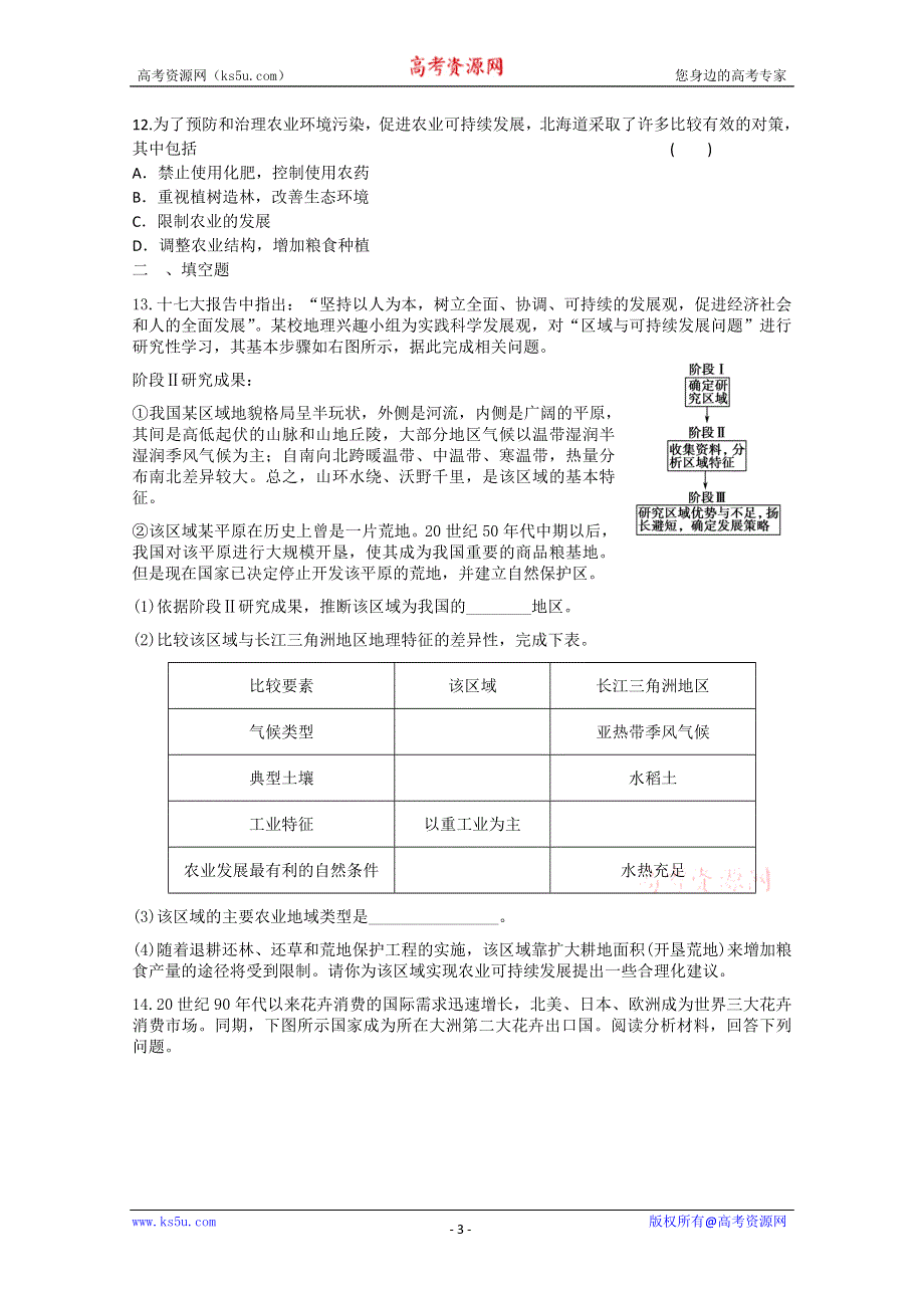 2012年山东新人教版地理必修二第三章农业地域的形成与发展综合练习4（新人教必修二）.doc_第3页