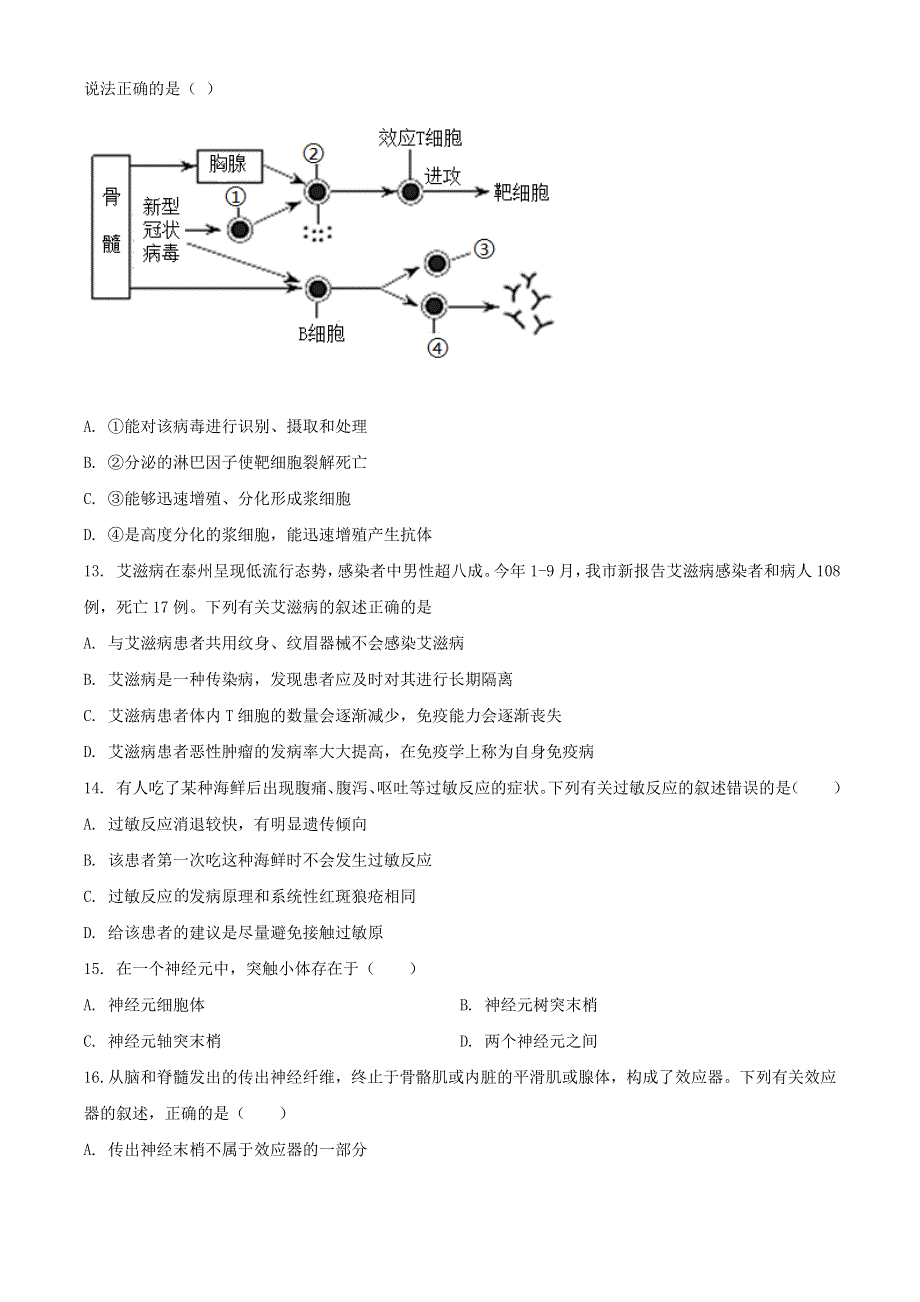 陕西省韩城市2020-2021学年高一生物下学期期末考试试题.doc_第3页