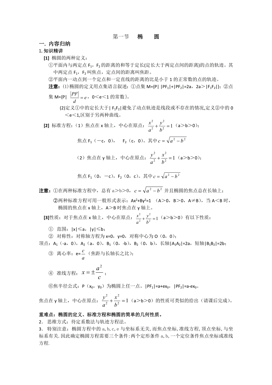 2012年广东省南民私立中学高三数学第一轮复习椭圆.doc_第1页