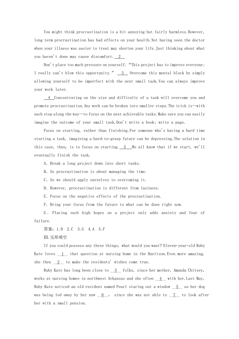 2021届高考英语二轮复习 增分强化练（三）阅读理解+阅读七选五+完形填空+短文改错（含解析）.doc_第3页