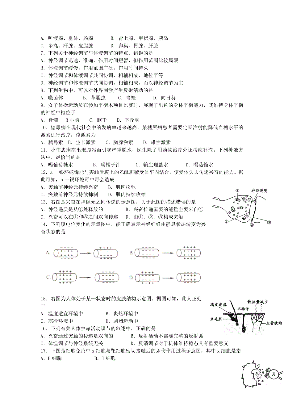 广东省执信中学2011-2012学年高二上学期期末考试试题（生物文）.doc_第3页