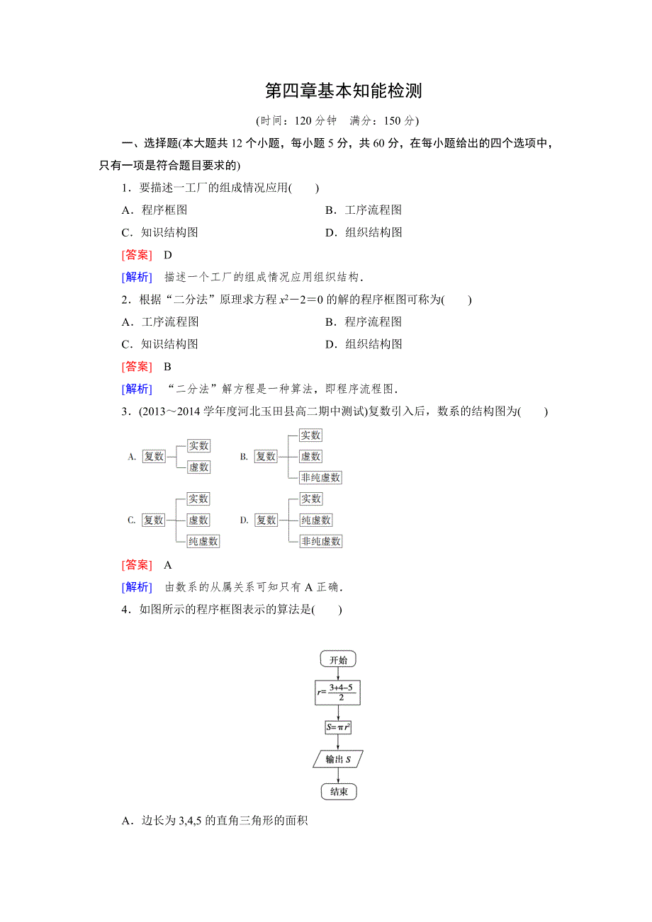 《成才之路》2014-2015学年高中数学（人教B版）选修1-2练习：4章 框图 基本知能检测.doc_第1页