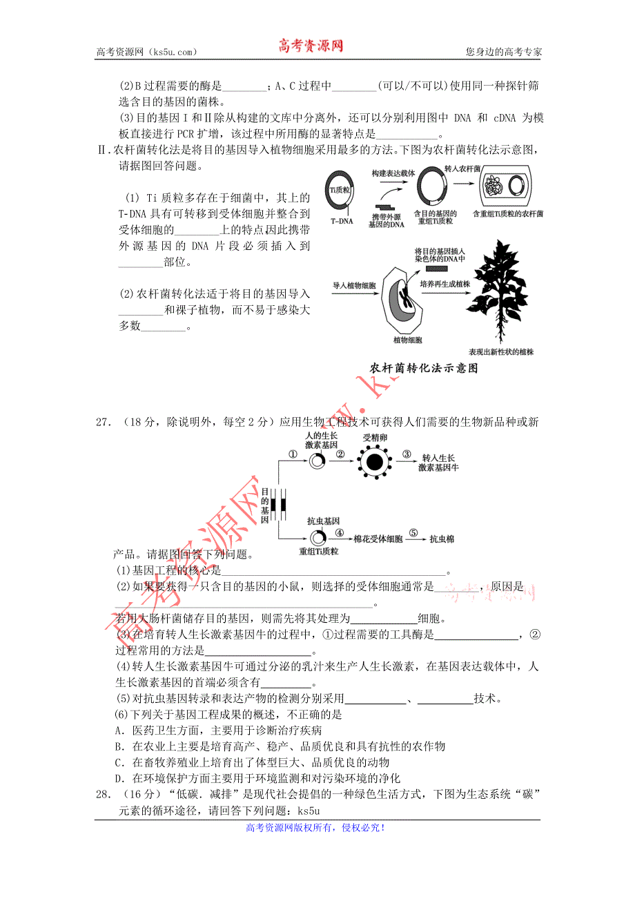 广东省揭阳一中2012-2013学年高二下学期第一次段考生物试题 WORD版含答案.doc_第3页