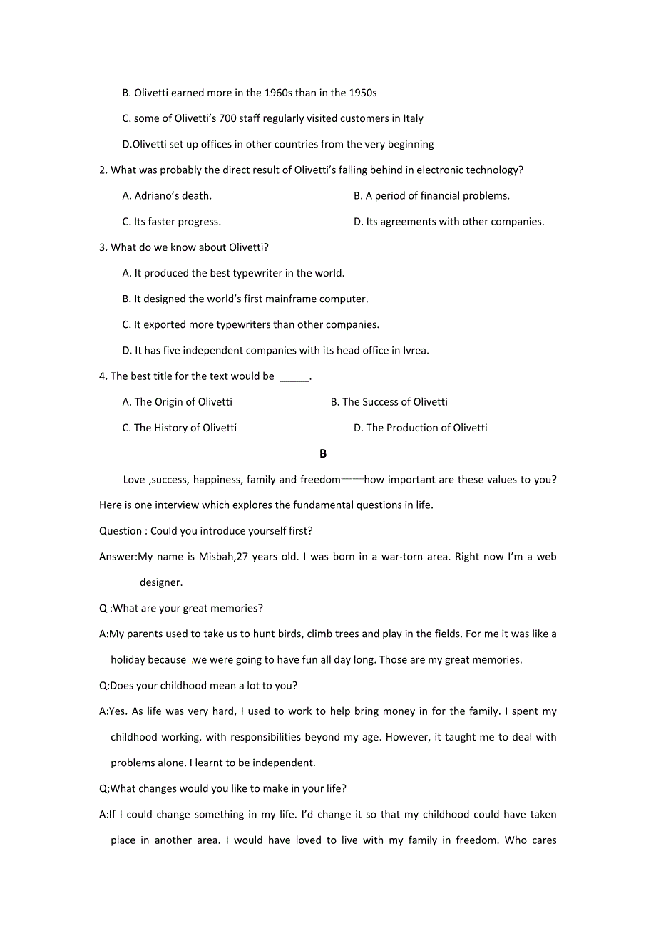 内蒙古准格尔旗世纪中学2016-2017学年高二上学期第二次月考英语试题 WORD版缺答案.doc_第2页