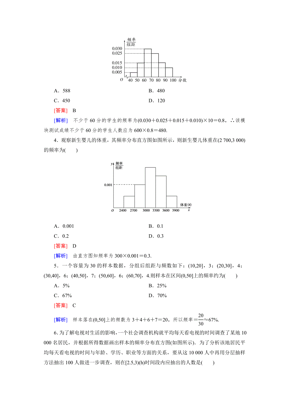 《成才之路》2014-2015学年高中数学（人教B版必修3）练习：2.2.1 第2课时 用样本的频率分布估计总体的分布2.doc_第2页