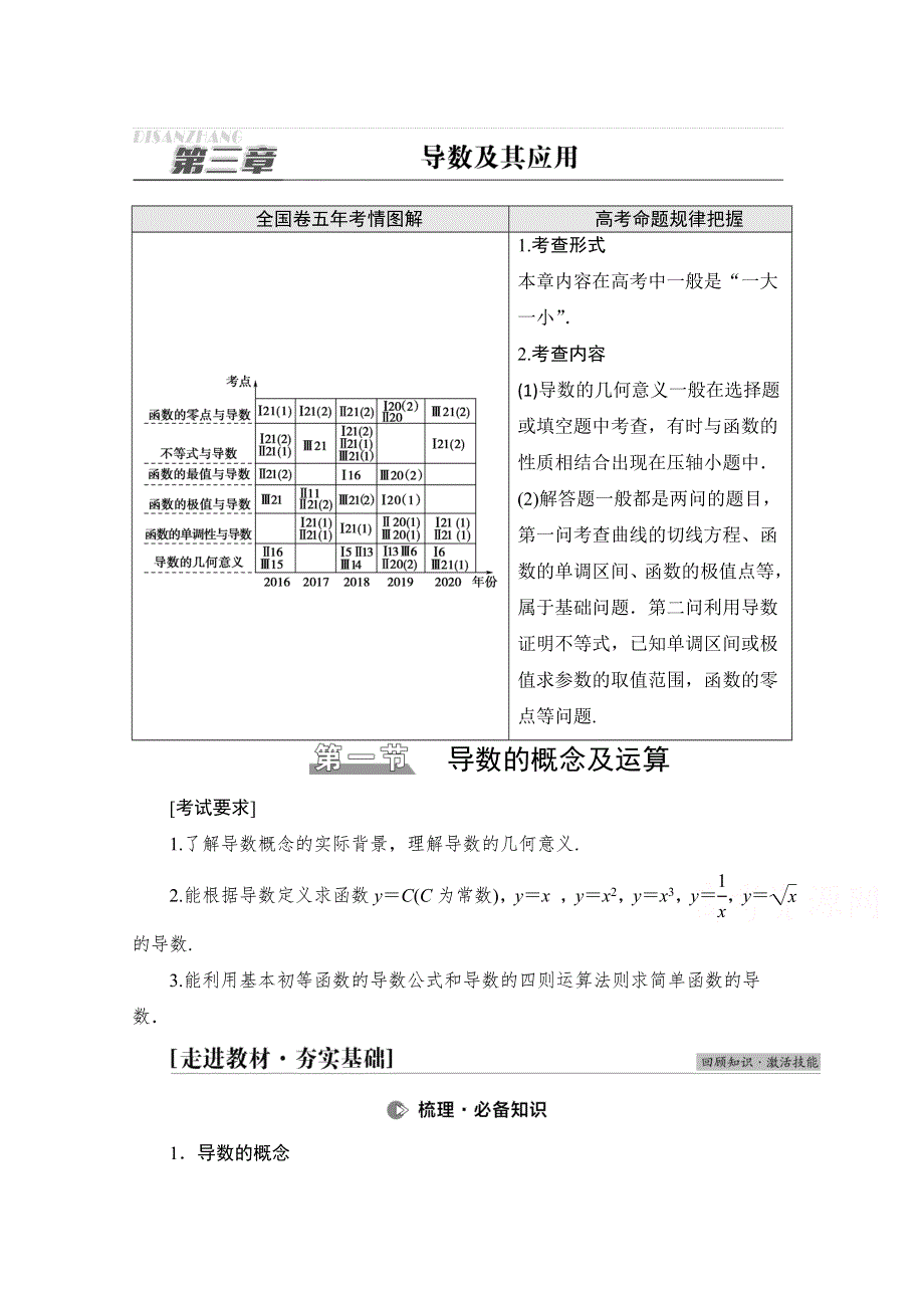 2022届高考统考数学理科北师大版一轮复习教师用书：第3章 第1节 导数的概念及运算 WORD版含解析.doc_第1页