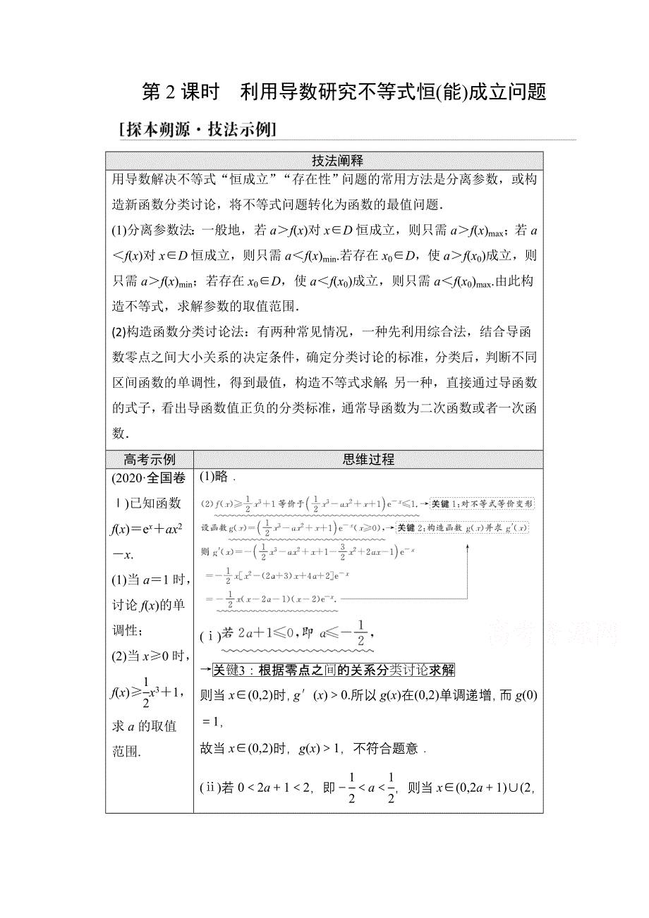 2022届高考统考数学理科北师大版一轮复习教师用书：第3章 命题探秘1 第2课时 利用导数研究不等式恒（能）成立问题 WORD版含解析.doc_第1页