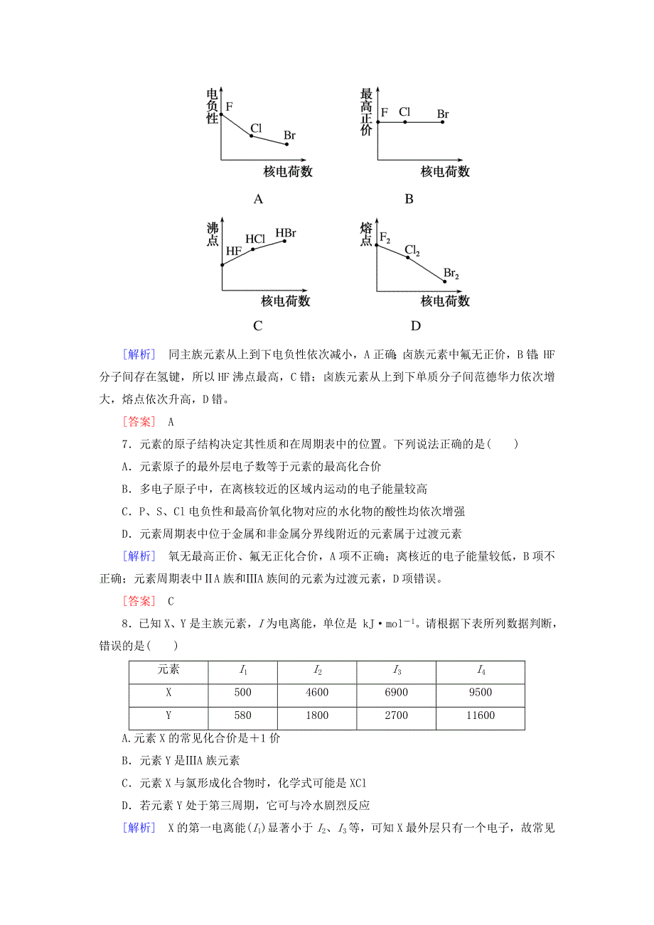 2020高中化学 课时跟踪训练5 元素周期律（含解析）新人教版选修3.doc_第3页