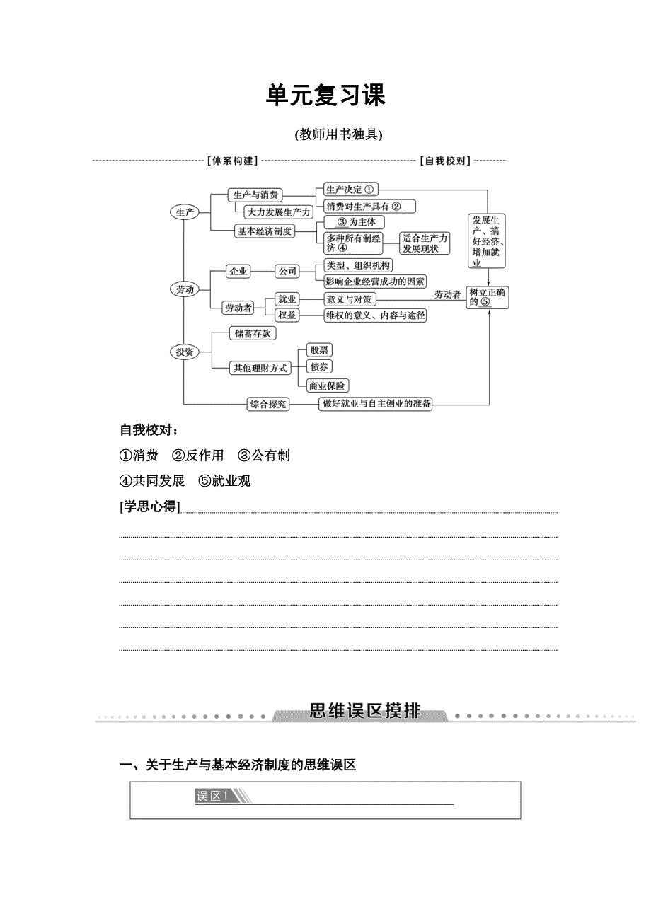 2019-2020学年人教版政治必修一讲义：第2单元 单元复习课 WORD版含答案.doc_第1页