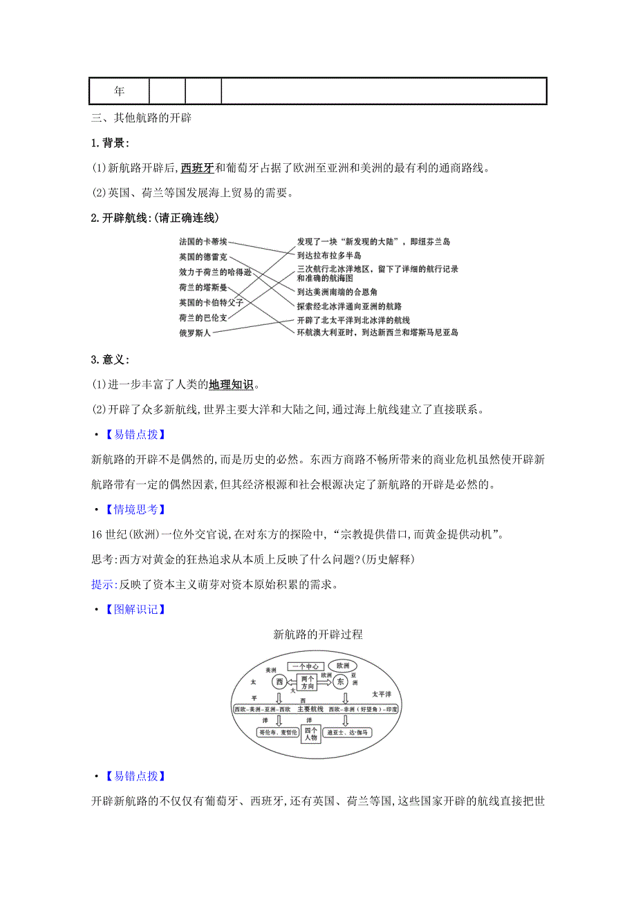 2020-2021学年新教材高中历史 第三单元 走向整体的世界 第6课 全球航路的开辟练习（含解析）新人教版必修《中外历史纲要（下）》.doc_第2页