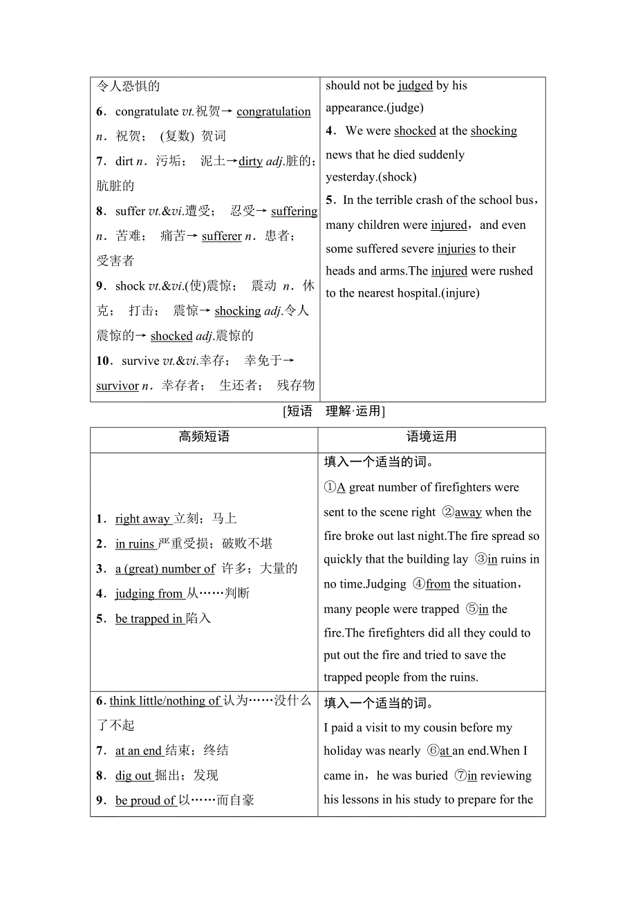 2022届高考统考英语人教版一轮复习教师用书：必修1 UNIT 4　EARTHQUAKES WORD版含解析.doc_第3页