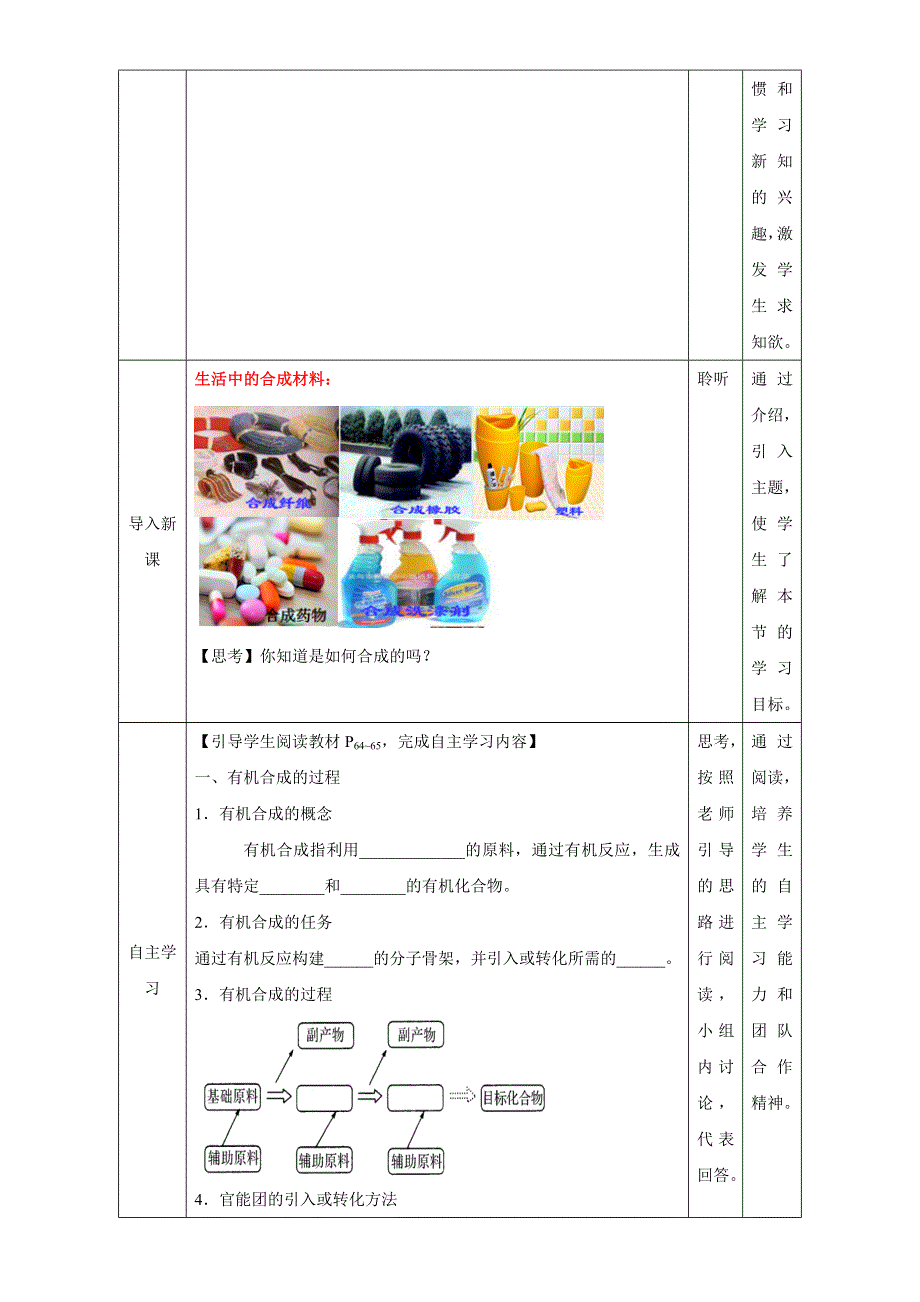 北京市2016-2017学年高二化学上册 3.4.1 有机合成的过程（教学设计） WORD版.doc_第2页