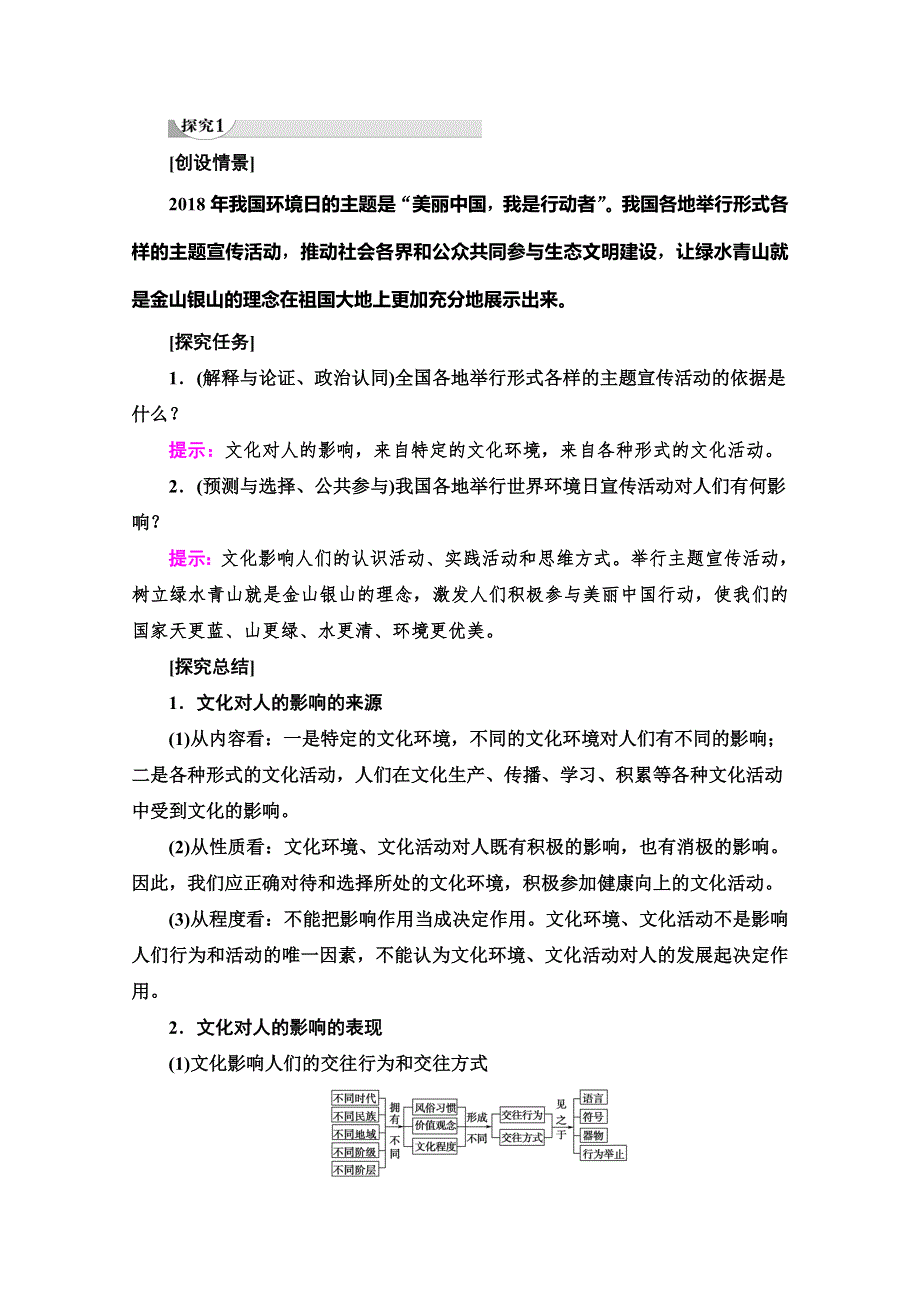 2019-2020学年人教版政治必修三讲义：第1单元 第2课 第1框　感受文化影响 WORD版含答案.doc_第3页