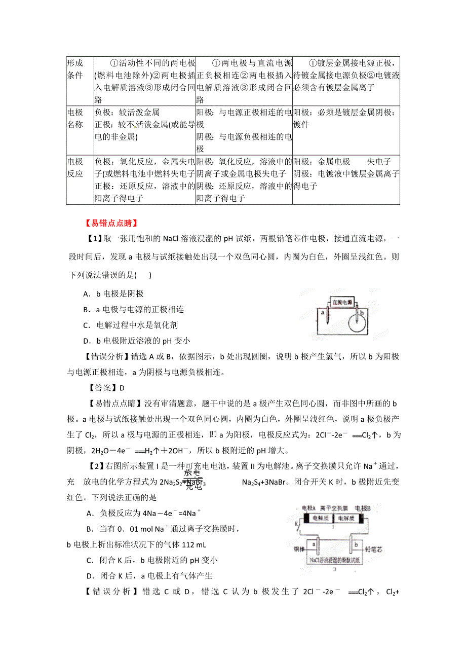 2012年高考化学备考冲刺之易错点点睛系列专题五化学能与电能（教师版）.doc_第3页